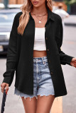 Casual Simplicity Solid Turndown Collar Tops