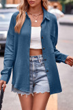 Casual Simplicity Solid Turndown Collar Tops