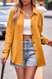 Casual Simplicity Solid Turndown Collar Tops