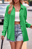 Casual Simplicity Solid Turndown Collar Tops