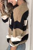Casual Striped Contrast O Neck Tops