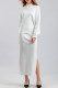 Casual Simplicity Solid Slit Half A Turtleneck Long Sleeve Two Pieces