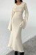 Casual Solid Backless Stringy Selvedge O Neck Long Sleeve Dresses