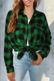 Street Plaid Make Old Turndown Collar Tops