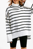 Casual Striped Contrast Turtleneck Tops