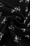 Elegant Print Patchwork V Neck A Line Dresses