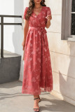 Elegant Floral Bandage V Neck A Line Dresses