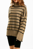 Casual Striped Contrast Turtleneck Tops
