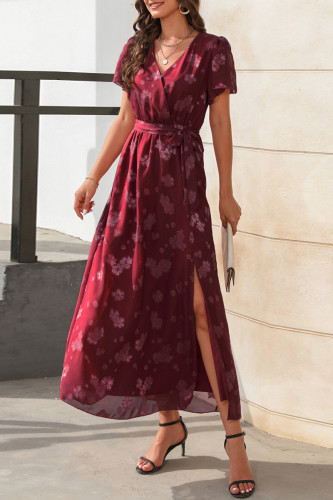 Elegant Floral Bandage V Neck A Line Dresses