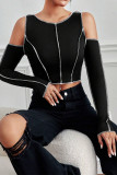 Casual Solid Patchwork O Neck Tops