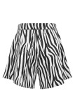 Casual Zebra Print Patchwork Loose High Waist Type A Full Print Bottoms