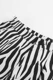 Casual Zebra Print Patchwork Loose High Waist Type A Full Print Bottoms