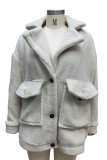 Casual Solid Pocket Turndown Collar Outerwear
