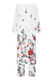 Casual Print Asymmetrical O Neck Three Quarter Two Pieces