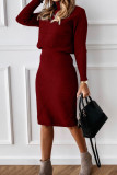 Casual Solid Turtleneck Long Sleeve Two Pieces