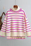 Casual Striped Contrast Turtleneck Tops
