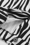 Casual Zebra Print Patchwork Loose High Waist Type A Full Print Bottoms