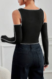 Casual Solid Patchwork O Neck Tops