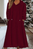 Casual Solid Bandage Hooded Collar Long Sleeve Dresses