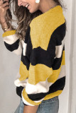 Casual Striped Contrast O Neck Tops