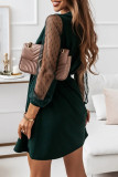 Elegant Solid Lace Bandage V Neck Waist Skirt Dresses