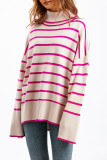 Casual Striped Contrast Turtleneck Tops