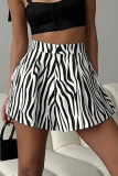 Casual Zebra Print Patchwork Loose High Waist Type A Full Print Bottoms