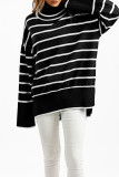 Casual Striped Contrast Turtleneck Tops