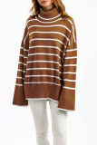 Casual Striped Contrast Turtleneck Tops