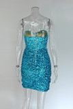 Sexy Solid Sequins Strapless Sleeveless Dress Dresses