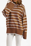 Casual Striped Contrast Turtleneck Tops