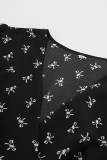 Elegant Print Patchwork V Neck A Line Dresses