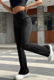 Casual Solid Pocket Skinny Mid Waist Solid Color Bottoms