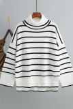 Casual Striped Contrast Turtleneck Tops