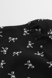Elegant Print Patchwork V Neck A Line Dresses