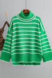 Casual Striped Contrast Turtleneck Tops