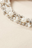 Casual Solid Beading O Neck Tops