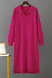 Casual Simplicity Solid Slit Turndown Collar A Line Dresses
