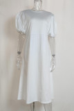 Elegant Solid O Neck A Line Dresses