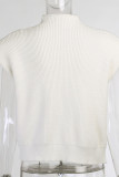 Casual Solid Turtleneck Tops
