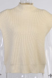 Casual Solid Turtleneck Tops