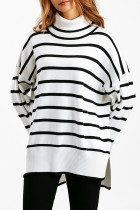 Casual Striped Contrast Turtleneck Tops