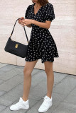 Elegant Print Patchwork V Neck A Line Dresses