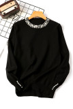 Casual Solid Beading O Neck Tops