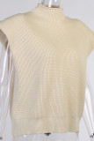 Casual Solid Turtleneck Tops