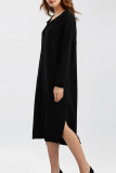 Casual Simplicity Solid Slit Turndown Collar A Line Dresses