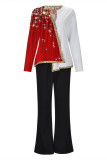 Casual Print Asymmetrical V Neck Long Sleeve Two Pieces
