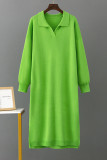 Casual Simplicity Solid Slit Turndown Collar A Line Dresses
