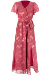 Elegant Floral Bandage V Neck A Line Dresses