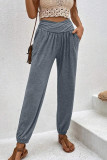 Daily Simplicity Solid Loose High Waist Harlan Solid Color Bottoms